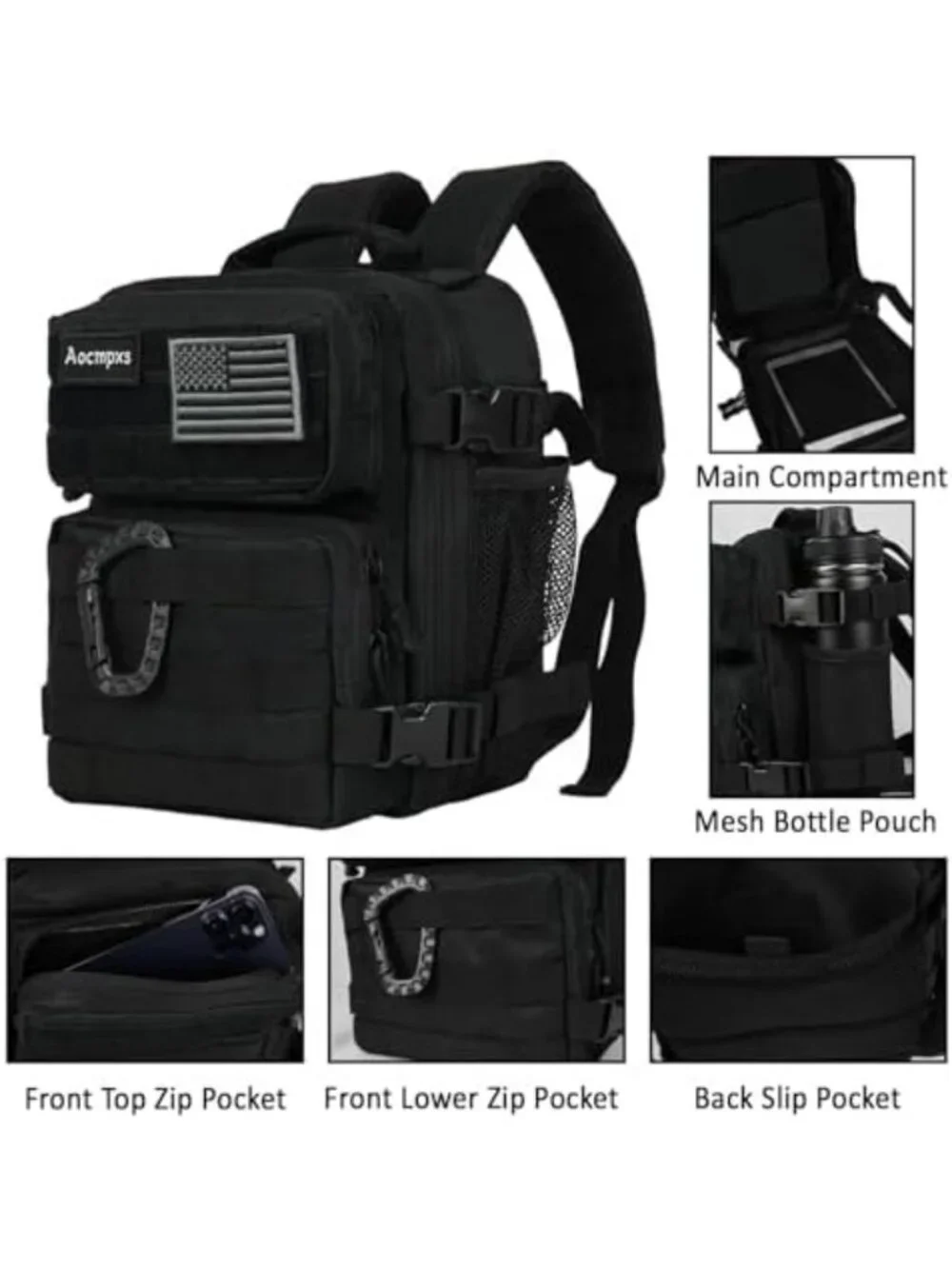 Mini Tactical Backpack 9L - Small Gym Bag for Men & Women, Molle Military Pack